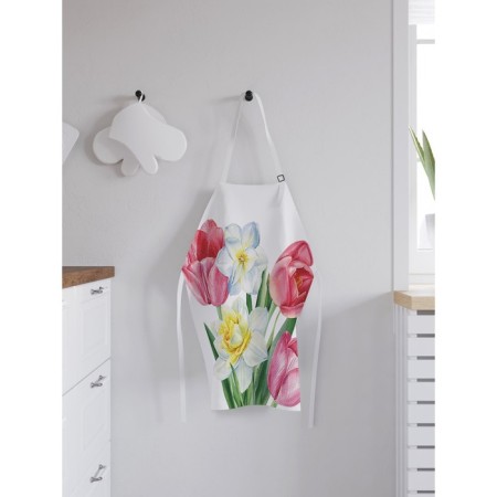 Apron kitchen with a photo print "Spring bouquet", adjustable, size OS-1