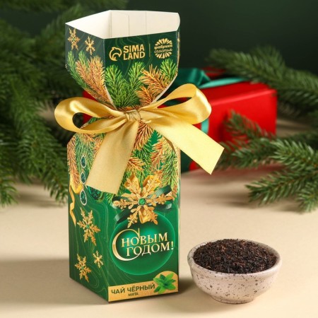 Black tea "Happy New Year" with mint, in a box of candy. 100 g.-1