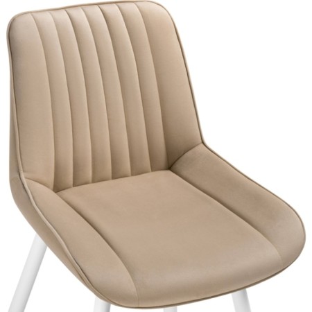 Stool on a metal frame Seda metal/velor, white/beige 50x56x82 cm-4