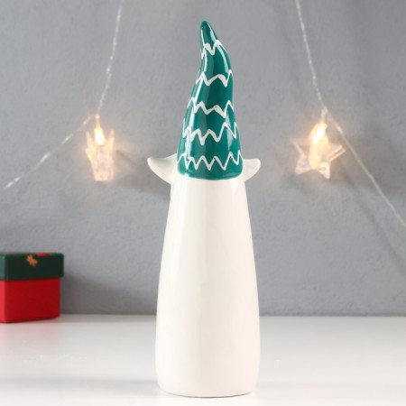Souvenir Ceramics "Santa Claus - mustachioed, green cap -zigzag" 21.5x6.4x5.9 cm-3