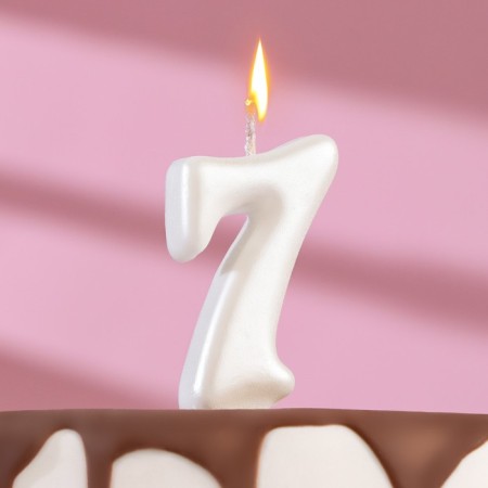 Candle for Cake "Oval" Number "7", large, pearl, 5.5 cm