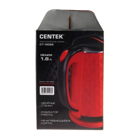 Electric kettle Centek CT-0022, plastic, Metal flask, 1.8 l, 2000 watts, red-7
