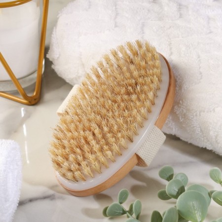 Massage brush made of natural bristles, smooth-5