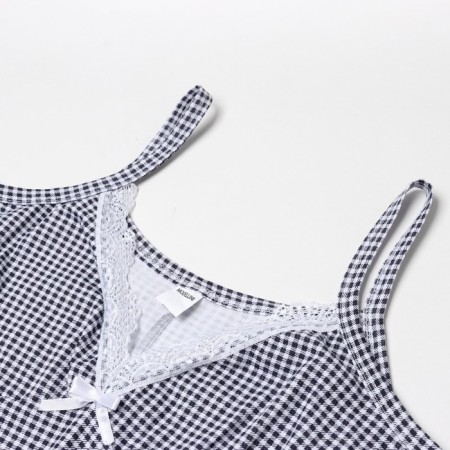 Night shirt female, white-blue color/Print cage, size 52-6