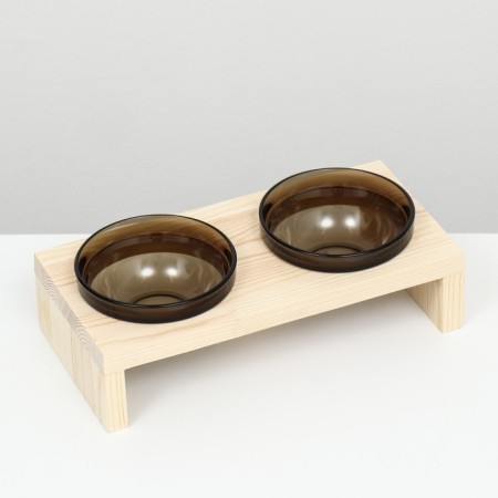 Double stand with dark glass bowls 30 x 14.5 cm x 6.5 cm, 2x250 ml