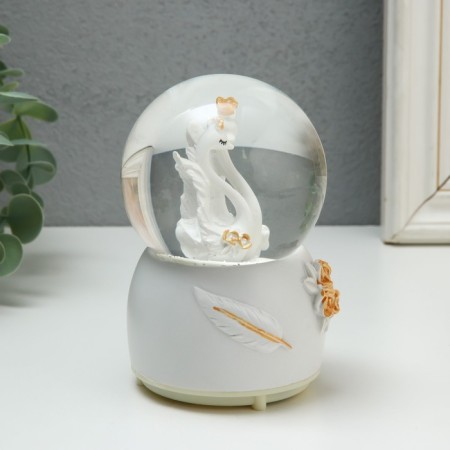 Souvenir Polystone Water Ballion Music, Light "Swans" MIX 8x8x12 cm-4