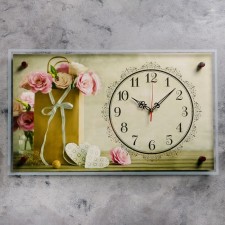 Wall watches: flowers, silent, 35 x 60 cm