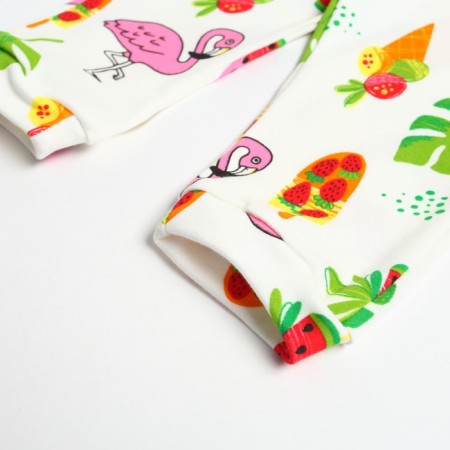 Pants children, white/flamingos, height 68 cm-3