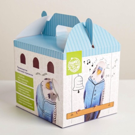 Cardboard transportation for birds and rodents "wavy parrot"-4