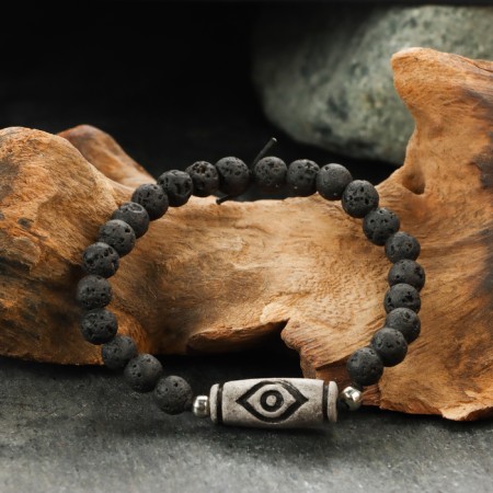Bracelet from lava with bead "Dragon's Eye" No. 2