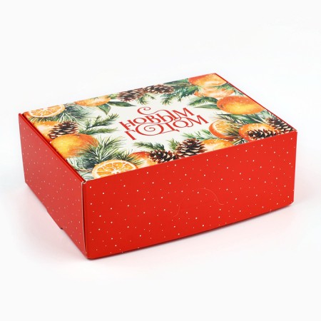 Folding box "Happy New Year", oranges, 14 x 10 x 5 cm, new year-2