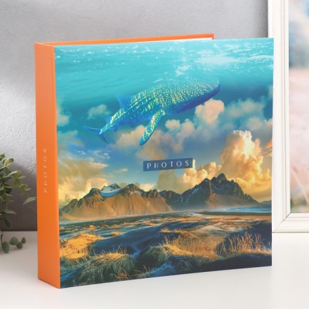 Photo album for 500 photos 10x15 cm, plastic. Sheets, rings "Deep Blue" whale. Mountains