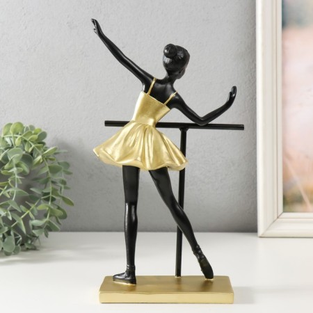 Polystone souvenir "Little ballerina at the machine" Gold with black 16x8x28 cm-2