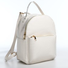 Women's backpack made of artificial leather with lightning, 1 pocket, white color