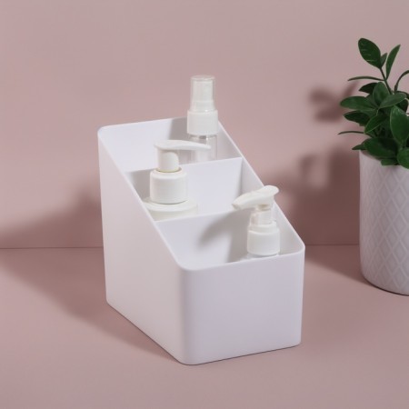 SHITE organizer for storage, 3 sections, 14.5 × 9 × 13 cm, white color-1