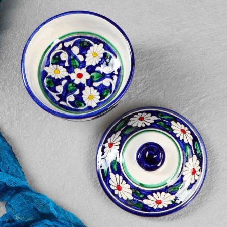Sugar of Rishtan ceramics "Flowers", 250 ml, blue-2