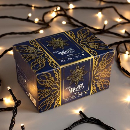 Garland "thread" 10 m, IP44, UMS, dark thread, 100 LED, glow warm white, 220 V-2