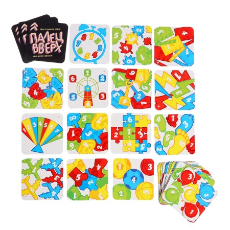 Board game for speed "finger up", cards, plastic rings, 1-6 players, 3+-3