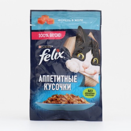 Wet feed Felix delicious pieces for cats, trout in jelly, spider 75 g