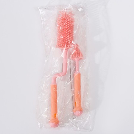 Set of brushes for bottles and nipples, 3 pcs., Pink color-7