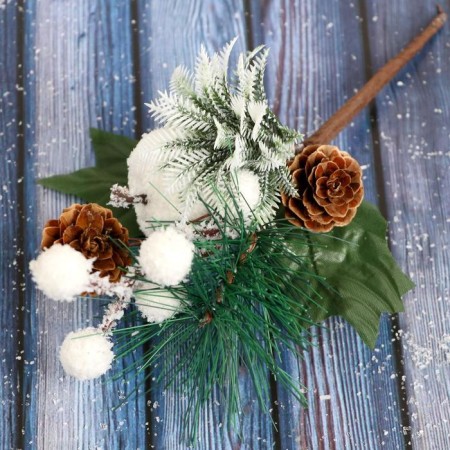 Decor "Winter Charm" White apple bumps of needles, 21 cm