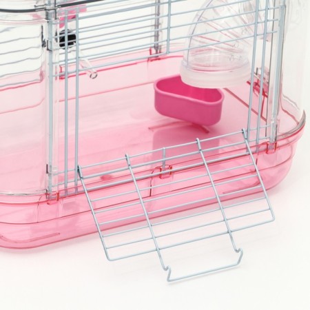 A cage for rodents with a tunnel and filling, 32 x 21 x 55, cm, pink-3