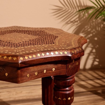 Coffee table 45x45x40 cm, tree shisham-5