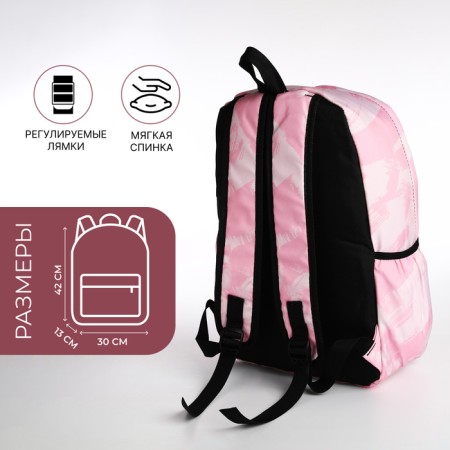 Young backpack from textiles on lightning, 3 pockets, pink color-1