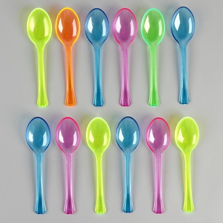 Tablespoons are plastic, in a set 12 pieces, mix colors-1