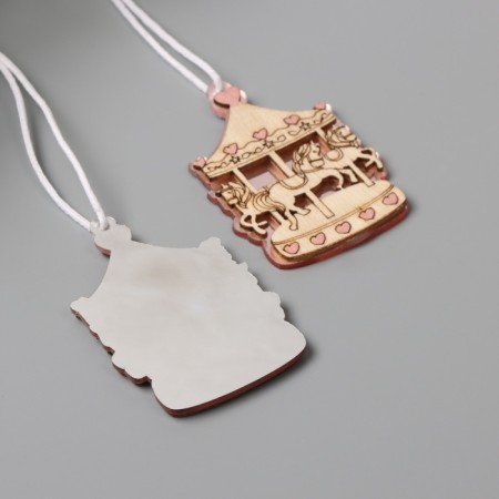 Decor for creativity wood, plastic "Carousel with horses" Mirror set 2 pcs 3.2x5.1 cm 10473-2