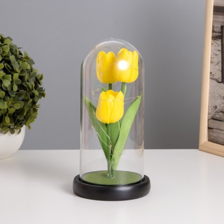 Nightlight "tulips" LED 3HAAA yellow 10.5x10.5x22cm