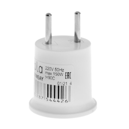 Ecola adapter, plug-patron, E27, 40 x 55 mm, white-8