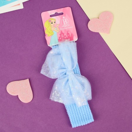 Hair bandage "chosen" a transparent bow of stars, 16x3 cm, blue-2