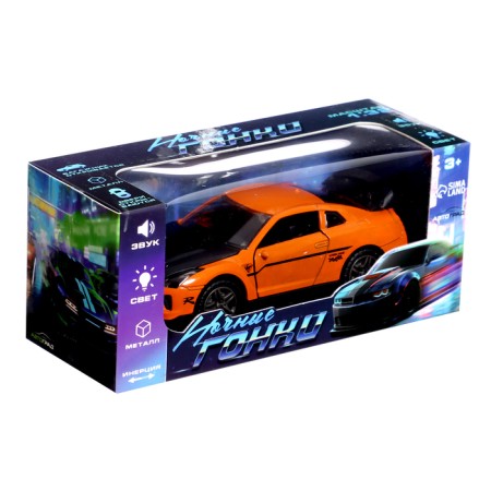 Metal machine “Night Racing”, Inertsin, 1:32, Doors, sound and light effects, Orange color open-4
