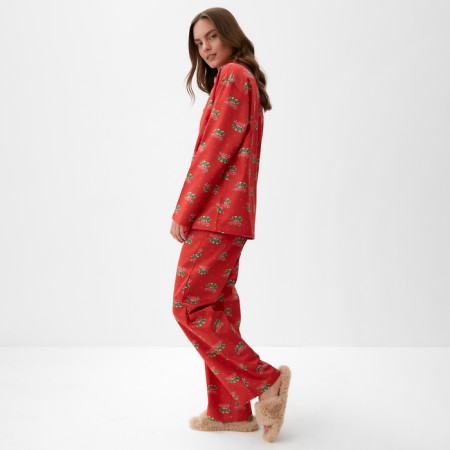 Pajama New Year's Women's KAFTAN cars, red color, size 48-50-2
