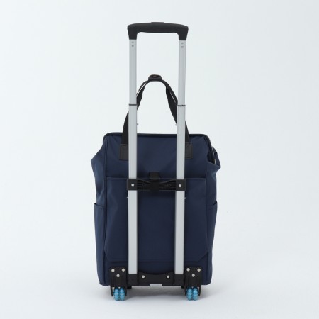 Road bag on wheels, external pocket, blue color-1