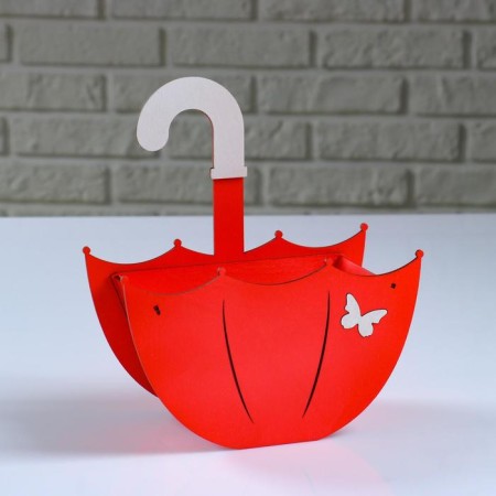 Kashpo wooden "Umbrella with a suspension", red, 19 × 9 × 21.5 cm