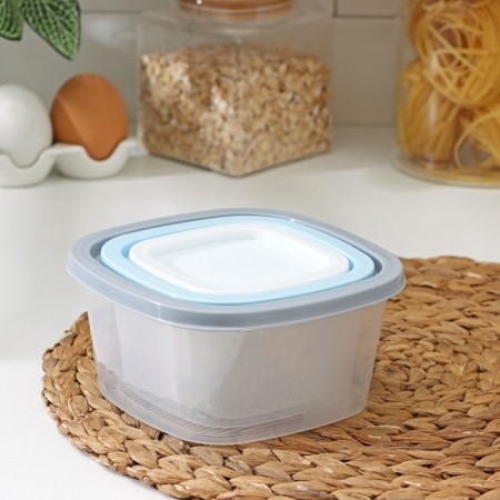 A set of food containers Ricco, 3 pcs: 230 ml, 500 ml, 900 ml, square, assorted color-2
