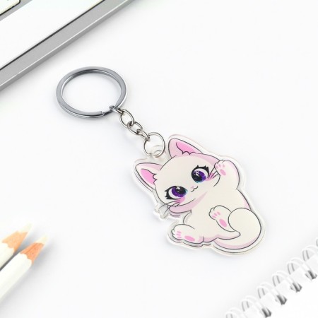 Key keychain children's acrylic "cat", 5.1 x 6.2 cm-3