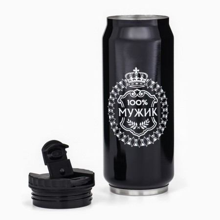 Thermal circle, 400 ml, the bank "100 % man", retains heat 8 hours, 7.6 x 19.3 cm-2