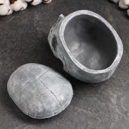 Casket for trifles "Skull" Gray stone, 16x15x22cm-4