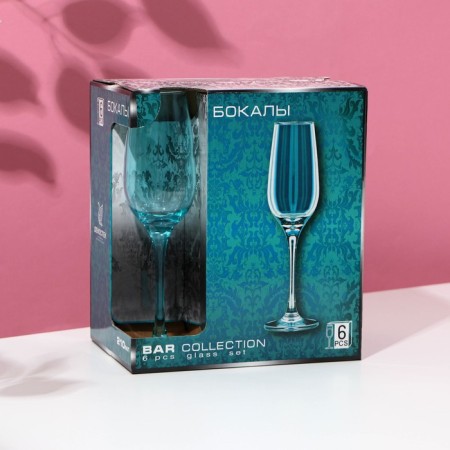 A set of glasses for champagne “turquoise”, glass, 210 ml, 6 pcs-4