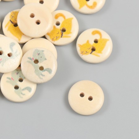 Buttons wood for creativity 2 punctures "cats" set of 40 pcs 1.5x1.5x0.4 cm-2