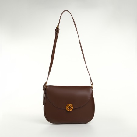 Women's bag on the Textura valve, medium size, brown color