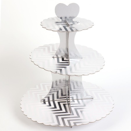 Sigzagi cake stand, silver