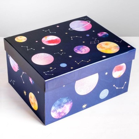 Gift folding box, packaging, “Cosmos”, 31.2 x 25.6 x 16.1 cm-1