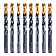 Сверло по металу DENZEL 717222, 10 мм, HSS-Tin, Golden Tip, 8 шт.