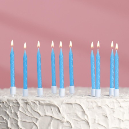 Candles for the "Neon" cake, 10 pcs, blue 5 cm-5
