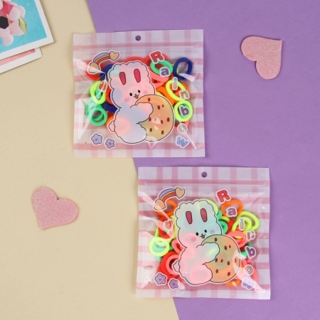 Hair elastic band "Good wishes" (set of 50 pcs) Bunny Color, 2 cm, mix-2