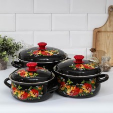 Set of pan “Bucket-1”, 3 subjects: 2 l, 3 l, 4 l, D = 20.5/23/26 cm, enameled covers, induction